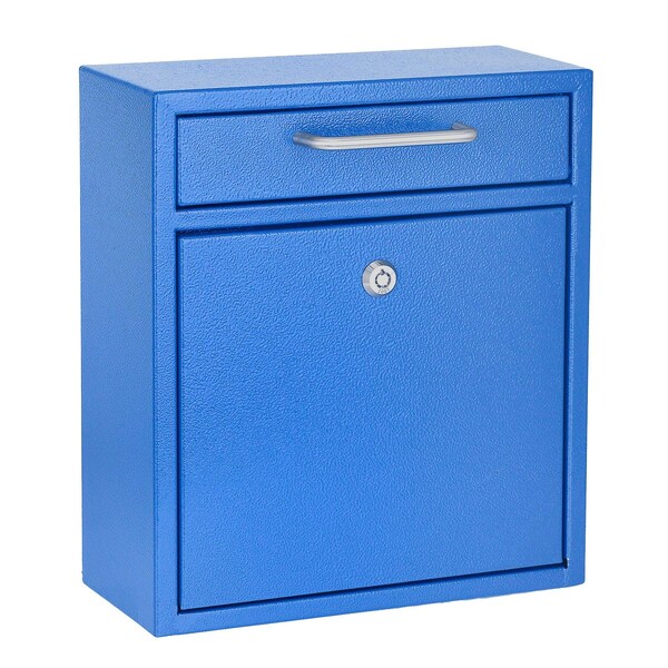Adiroffice Medium Steel Drop Box Wall-Mount Locking Mailbox, Blue ADI631-05-BLU-MK - main
